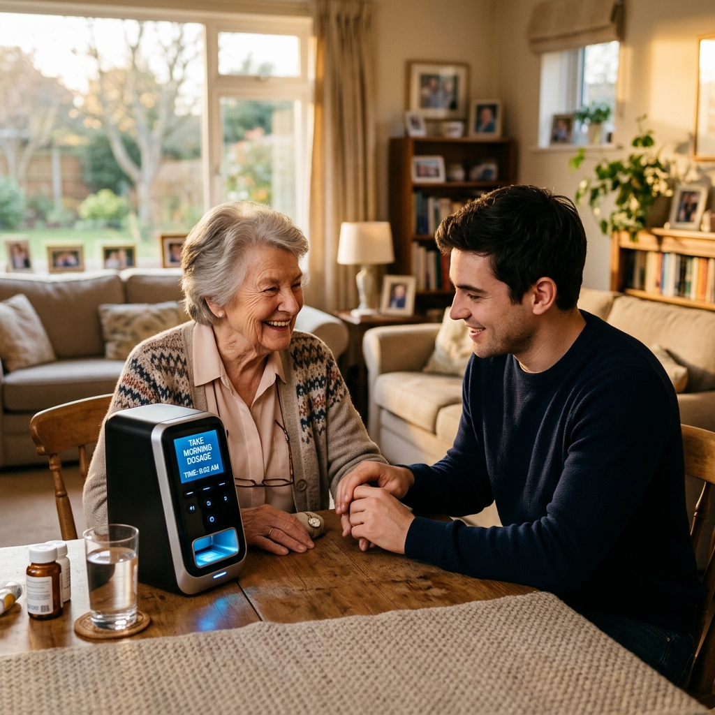 Grandmother and grandchild using PillGo together